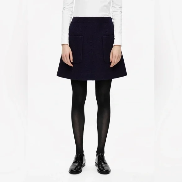 COS Wool Mini Skirt Navy - Picture 3 of 8